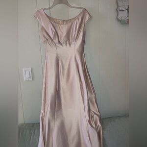 Blush Beauty long silky satin Easter gown